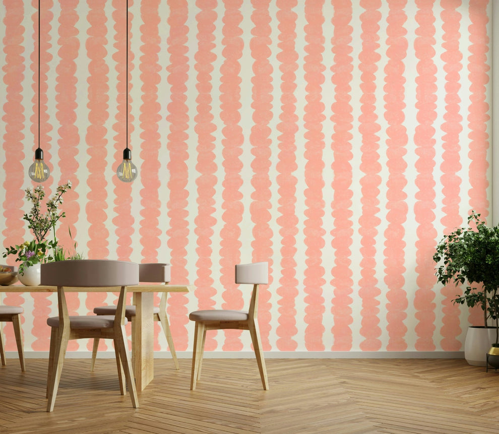 Blush Pebble Rows Textured Wallpaper