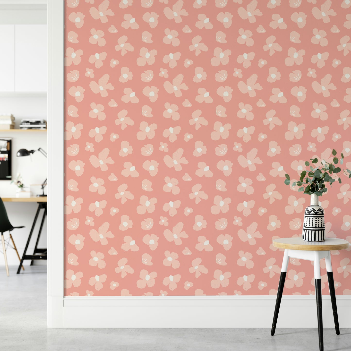 Elegant blush pink bloom wallpaper for bedrooms

