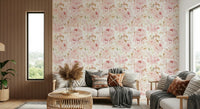 Pastel pink floral wall mural Blush Rose Summer Garden