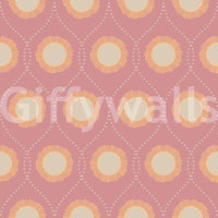 Vintage Sunburst inspired blush wallpaper Repeated graphic sun motif.