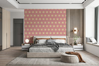 Charming Blush Sunburst pattern wallpapern Light hues and delicate dotted lines.