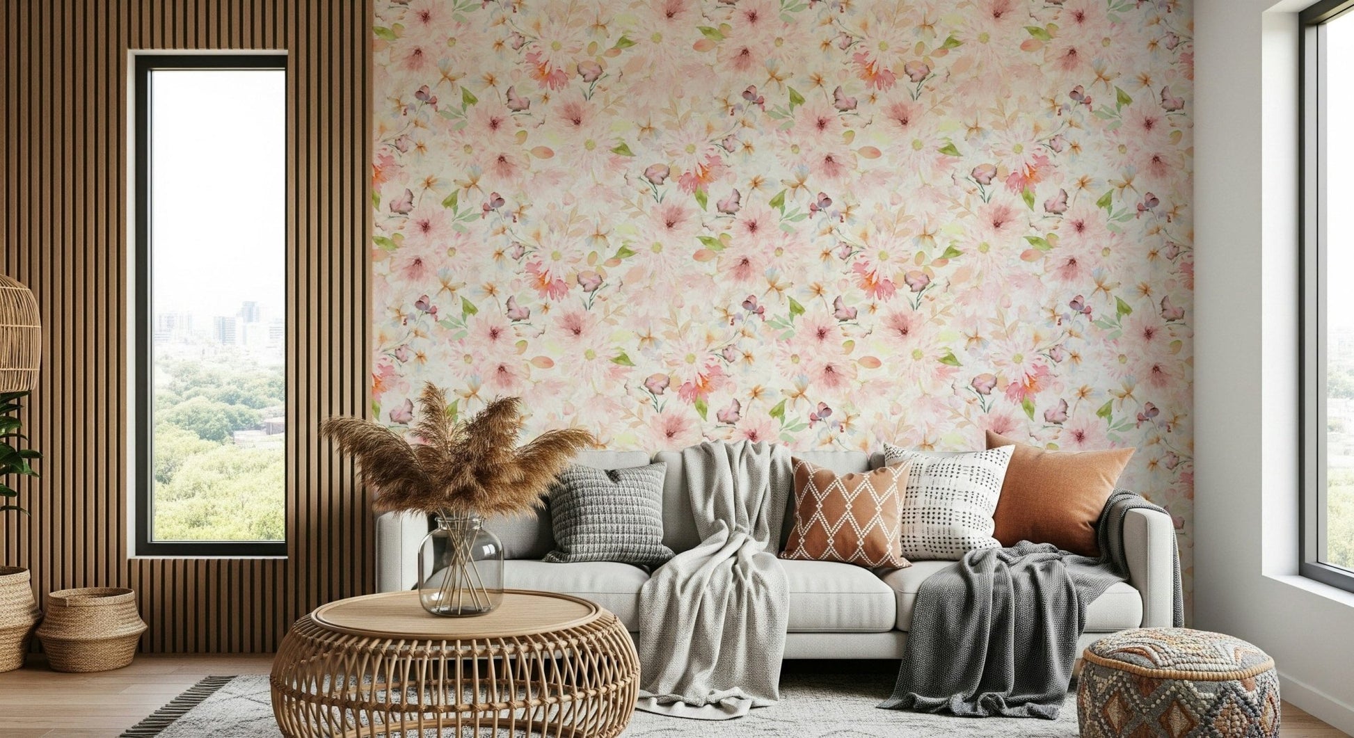 Feminine soft floral pattern, lovely wall décor, odd keywords.