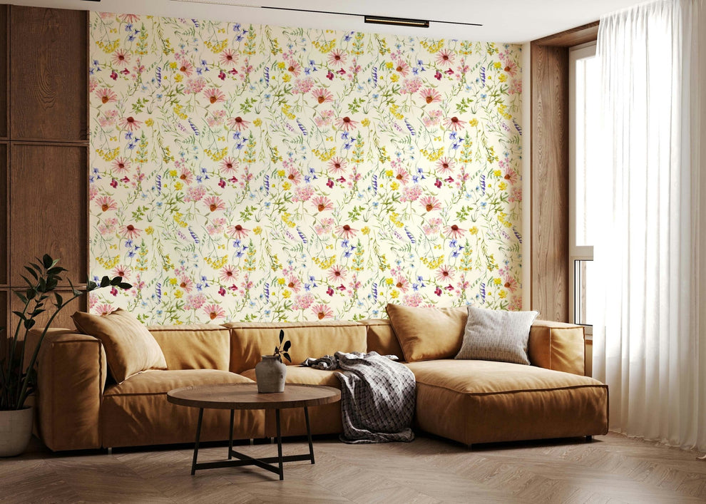 Blush Wildflower Meadow Wallpaper | Floral Wall Decor