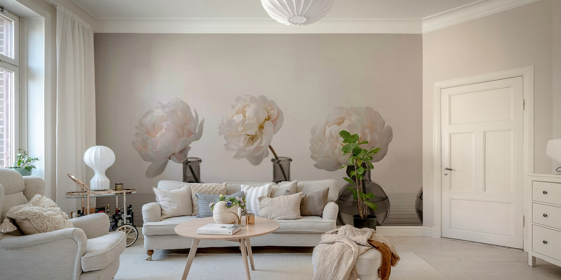 The wallpaper is applied seamlessly, making the view feel realistic.

