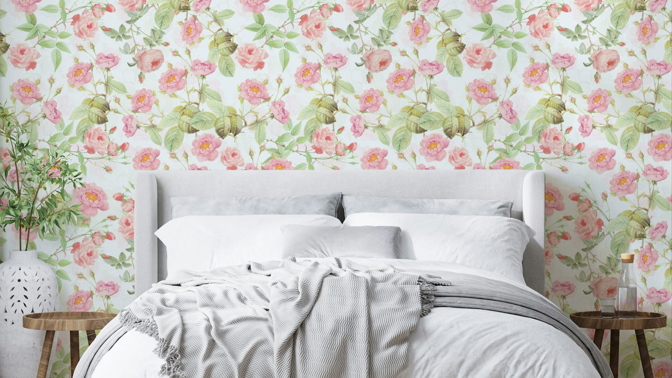 Blushing roses wallpaper for walls

