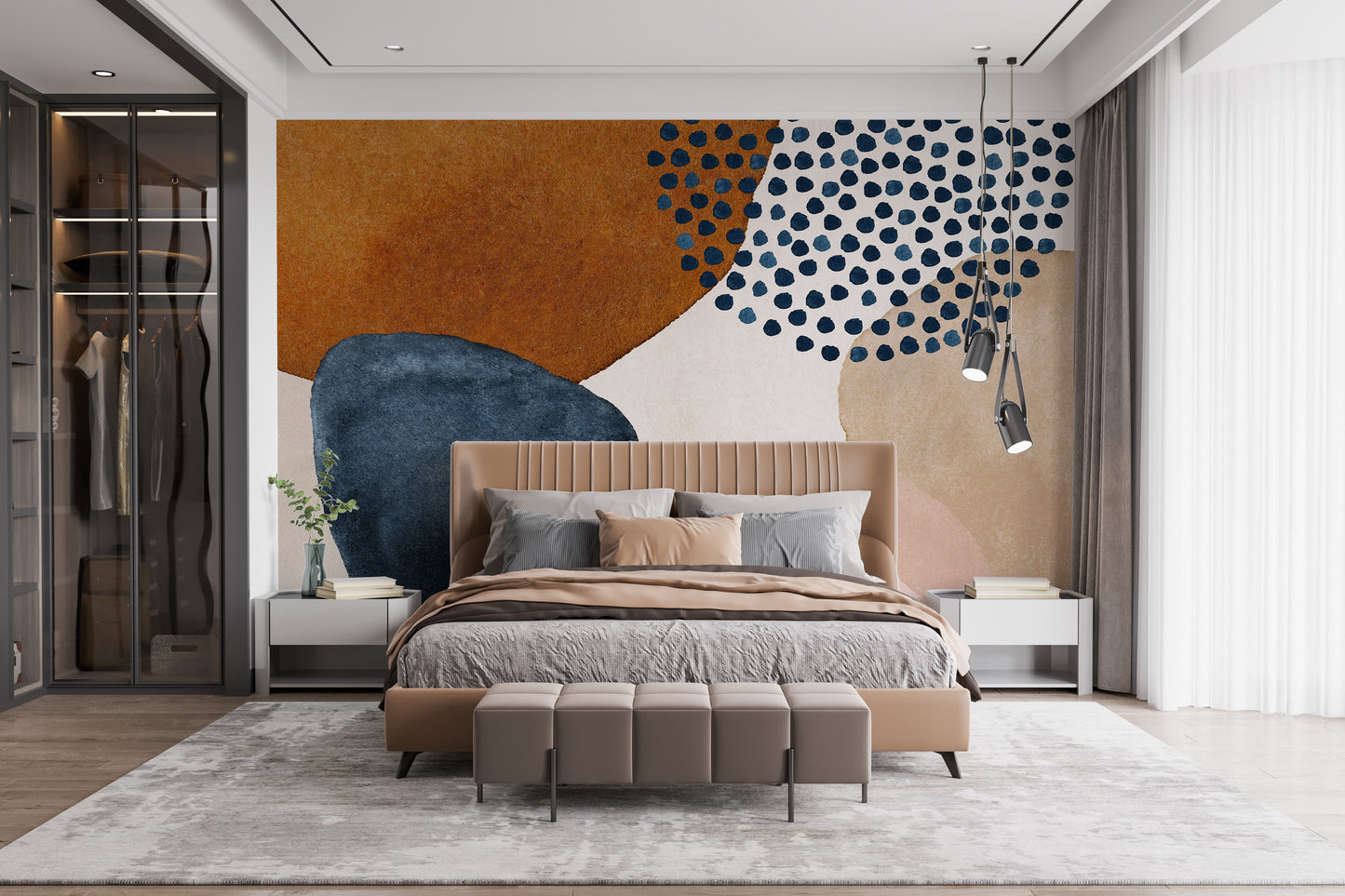 Bohemian Beige Watercolor Reusable Wallpaper