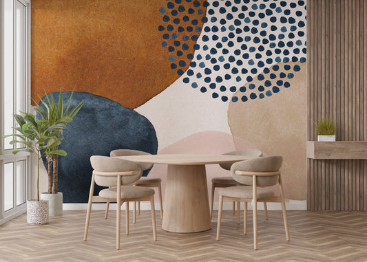 Neutral earthy tones wall mural with abstract watercolor texture..