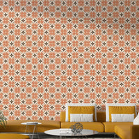 Organic tile orange wallpaper for a chic, bohemian atmosphere.

