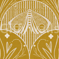 Boho Art Nouveau Scallop Butterfly Floral in Mustard Gold Wallpaper⁠
