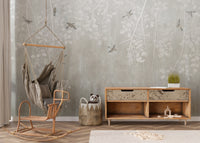 Minimalist Beige Bird Wallpaper Mural