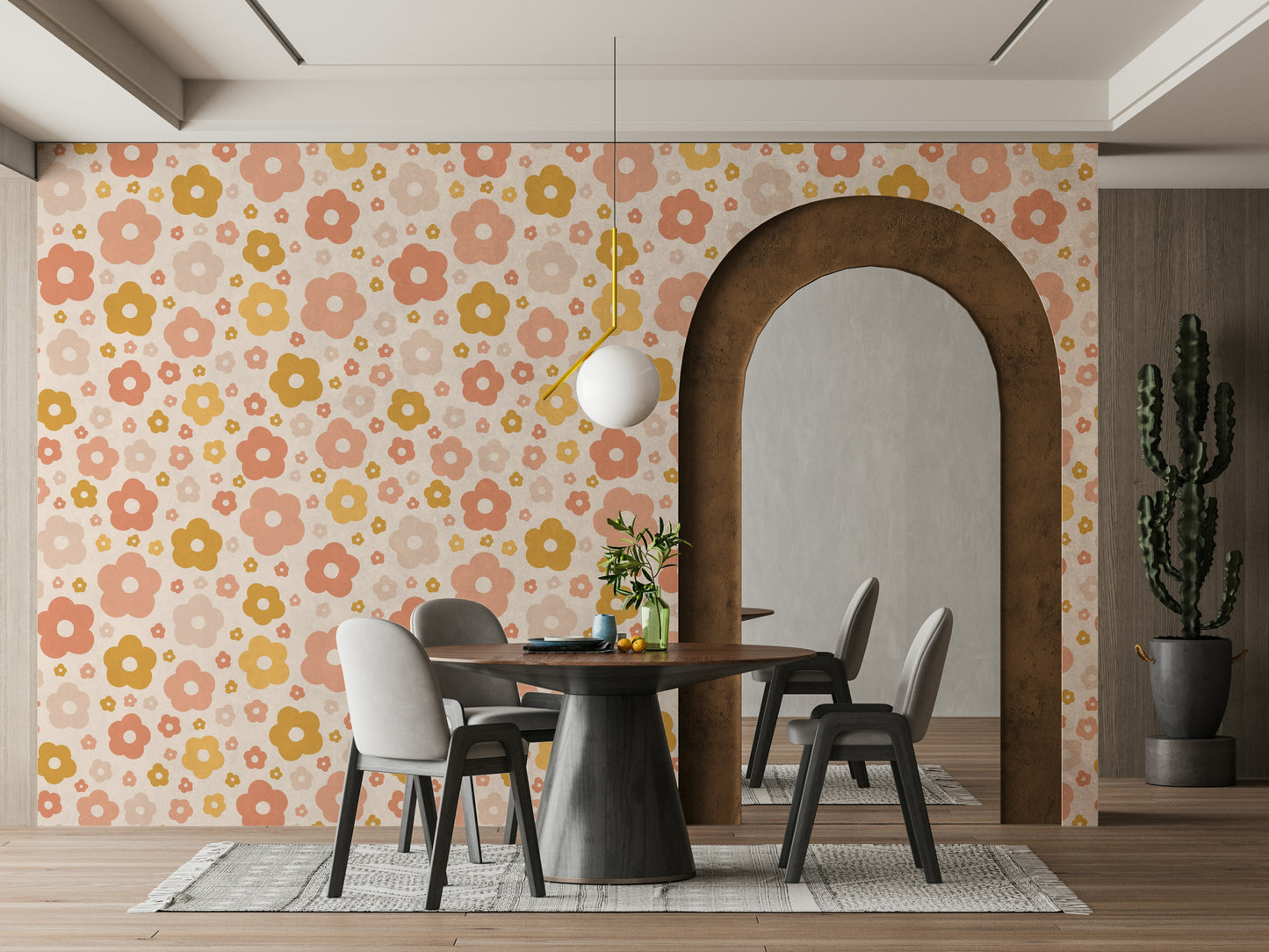 Repeating daisy print wallpaper

