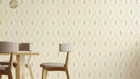 Beige harlequin wallpaper in tribal style


