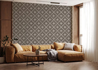 Boho Dotted Lattice Grunge Dark Bark Wallpaper⁠