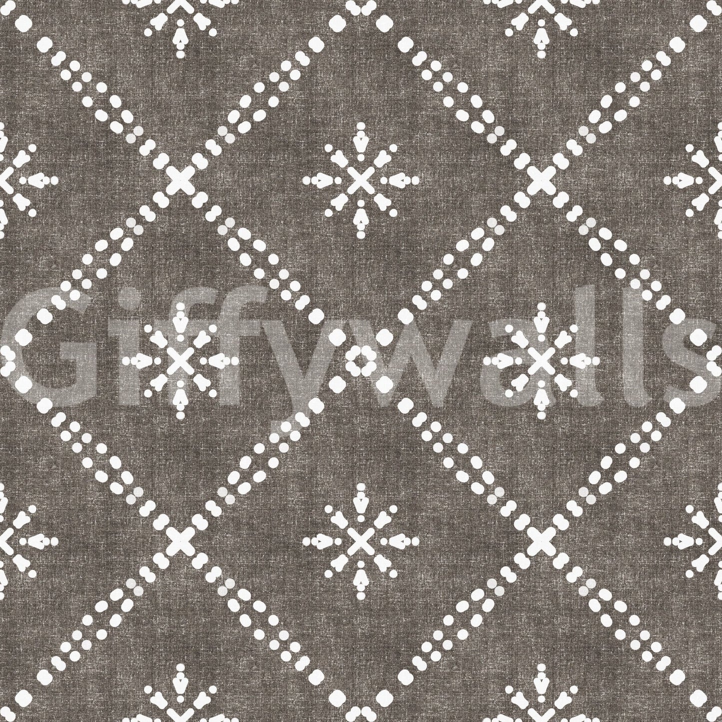 Boho Dotted Lattice Grunge Dark Bark Wallpaper⁠