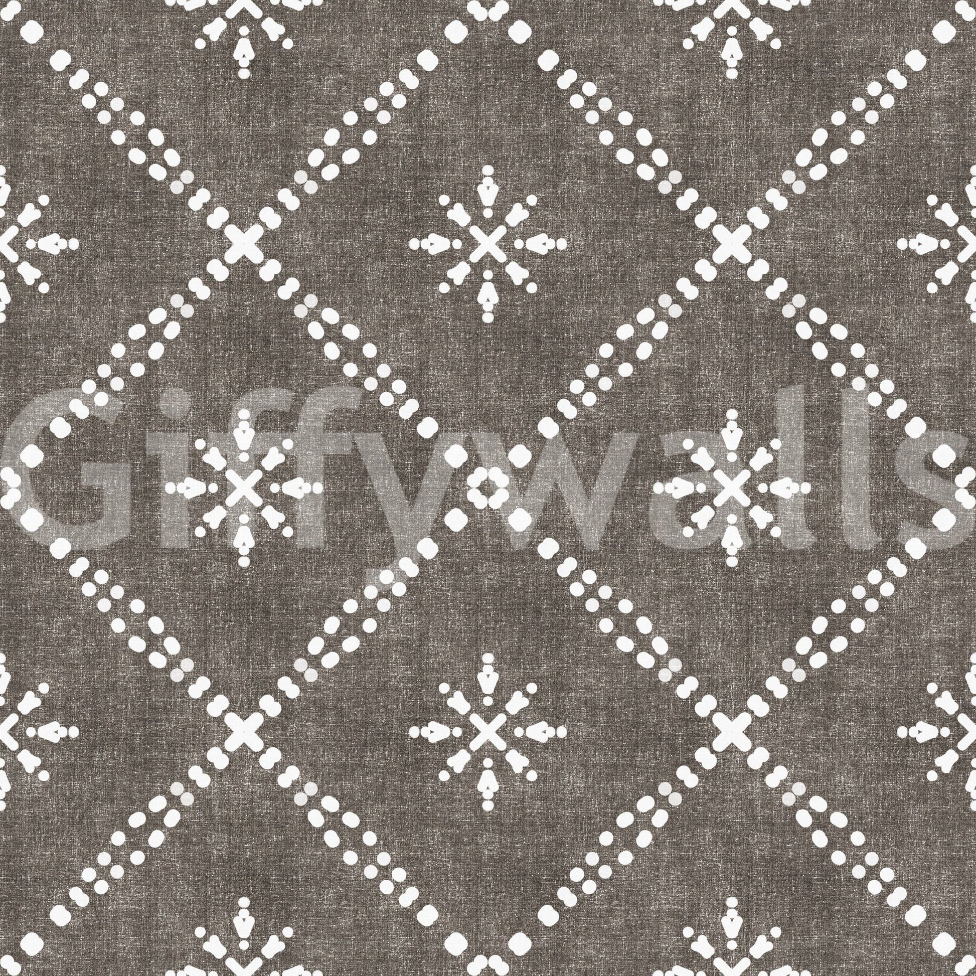 Boho Dotted Lattice Grunge Dark Bark Wallpaper⁠