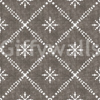 Boho Dotted Lattice Grunge Dark Bark Wallpaper⁠