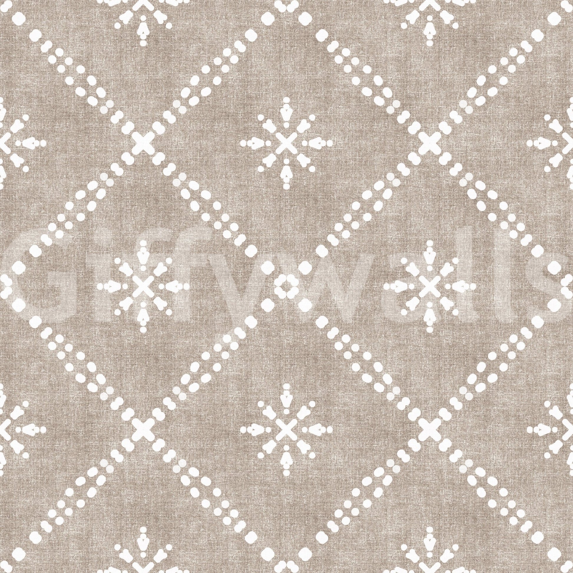 Boho Dotted Lattice Grunge Earthy Beige Wallpaper⁠