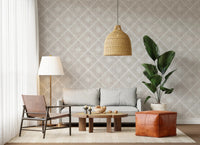 Boho Dotted Lattice Grunge Neutral Wallpaper⁠