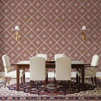 Boho Dotted Lattice Grunge Terracotta Red Wallpaper⁠