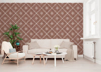 Boho Dotted Lattice Grunge Terracotta Red Wallpaper⁠