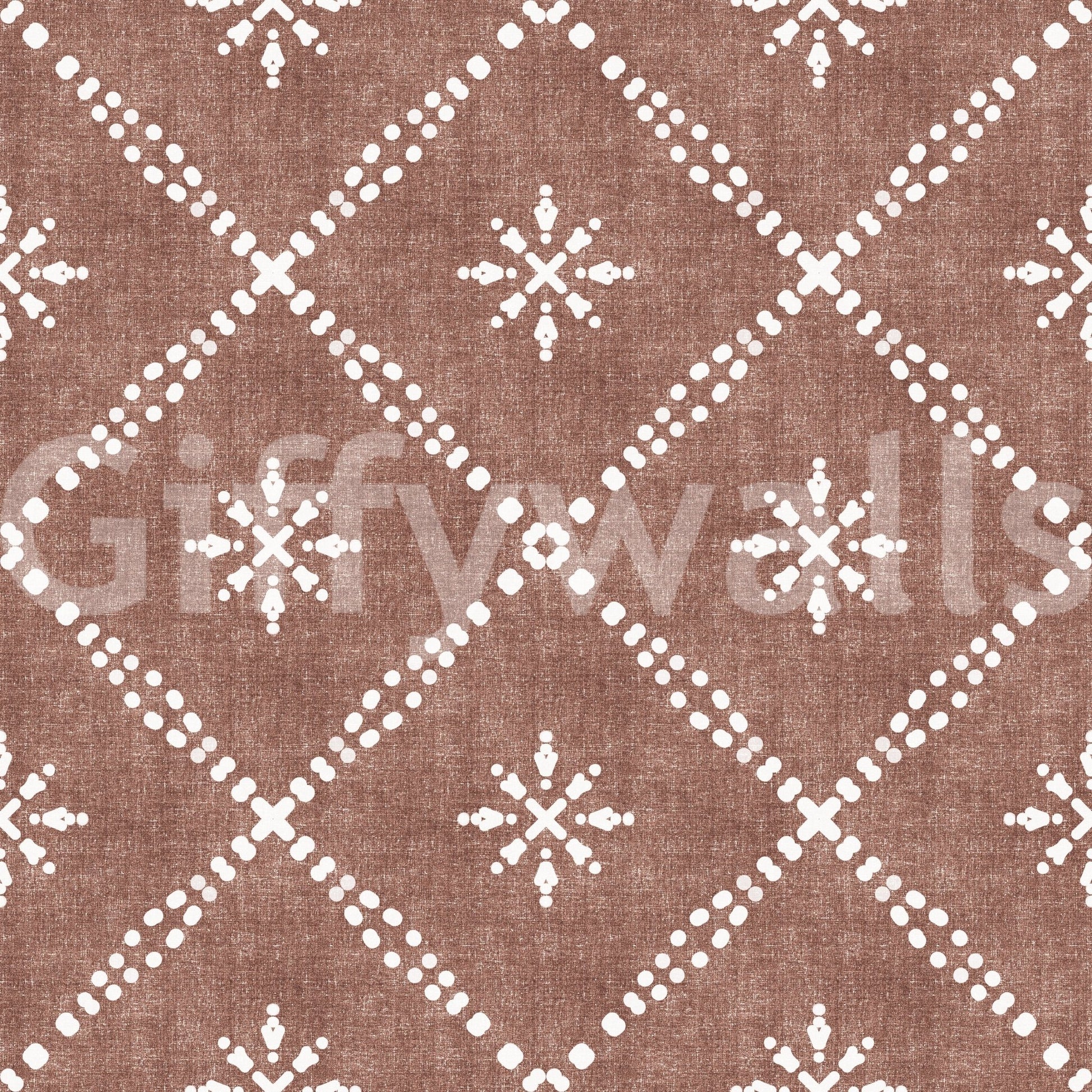 Boho Dotted Lattice Grunge Terracotta Red Wallpaper⁠