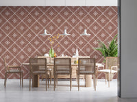 Boho Dotted Lattice Grunge Terracotta Red Wallpaper⁠