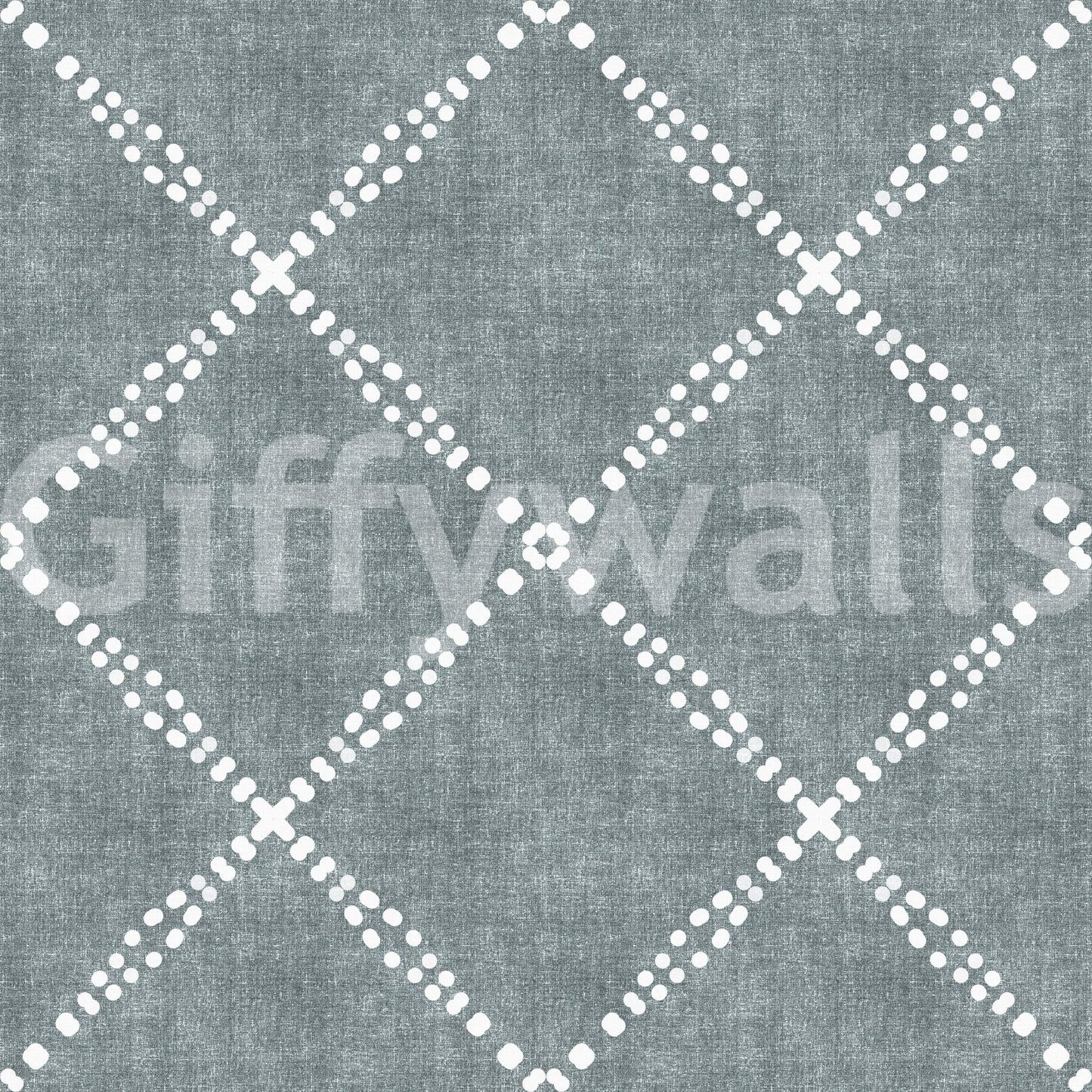 Boho Dotted Trellis Grunge Calming Blue Wallpaper⁠