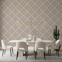 Boho Dotted Trellis Grunge Earthy Beige Wallpaper⁠