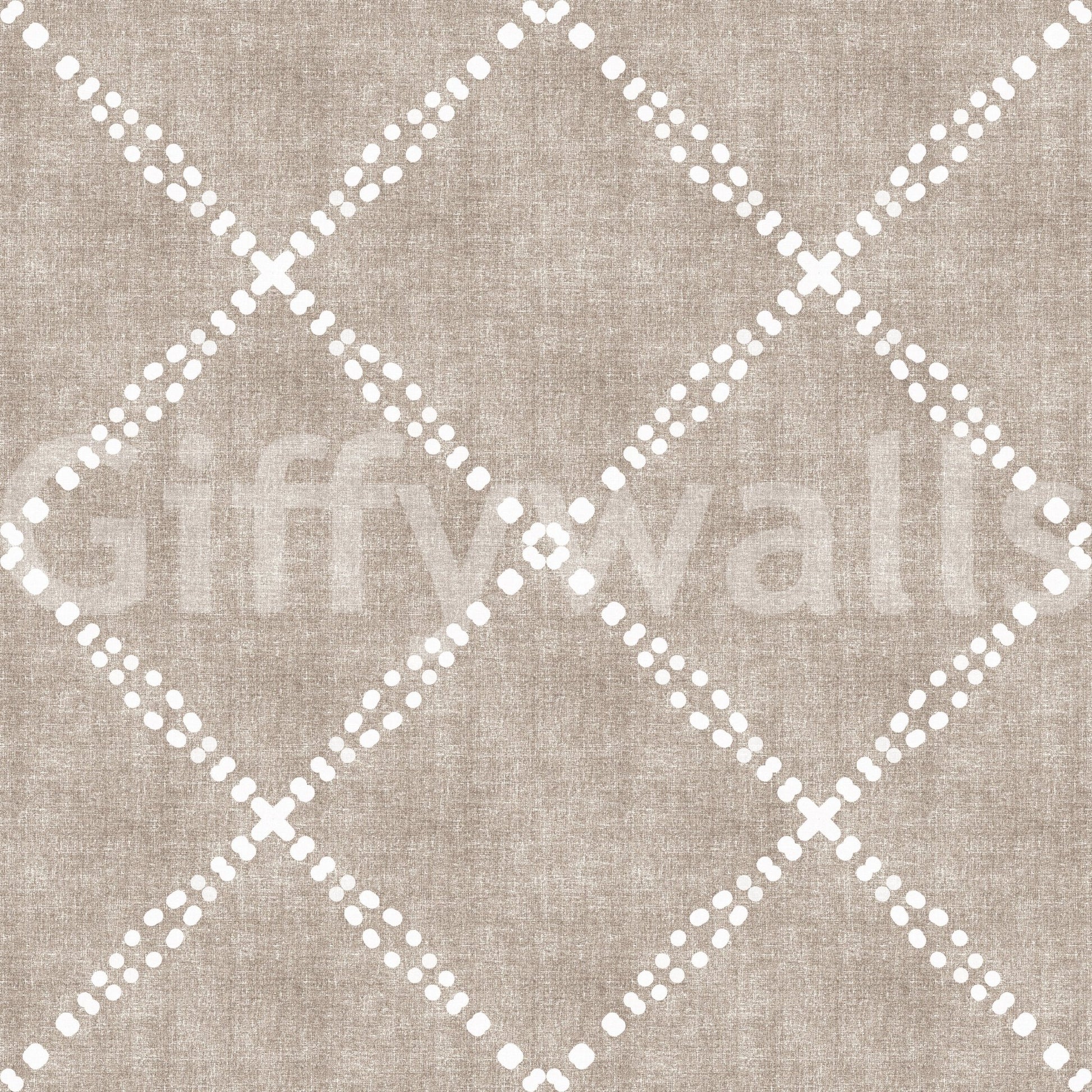 Boho Dotted Trellis Grunge Earthy Beige Wallpaper⁠
