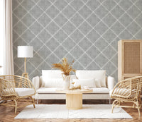 Boho Dotted Trellis Grunge Grey Clouds Wallpaper⁠