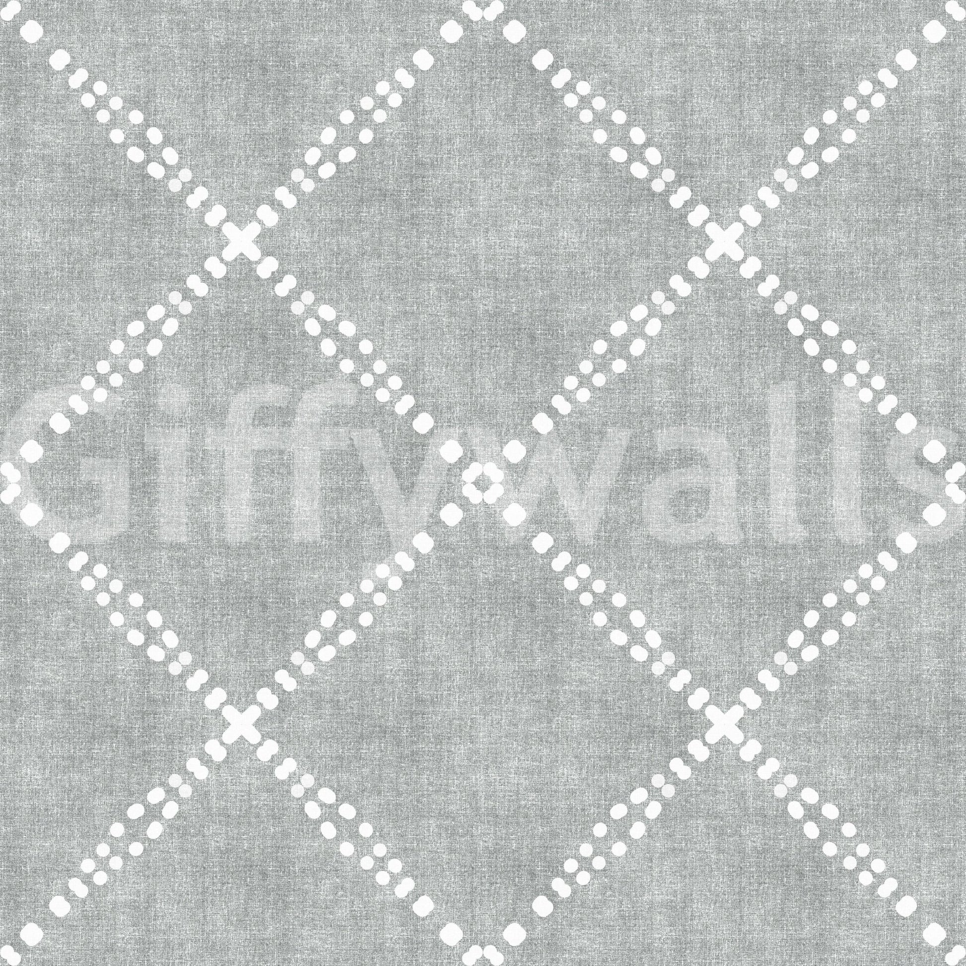 Boho Dotted Trellis Grunge Grey Clouds Wallpaper⁠