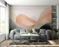 Dreamtime-inspired wave mural with soft movement

