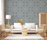 Boho Fireworks Grunge Calming Blue Wallpaper⁠