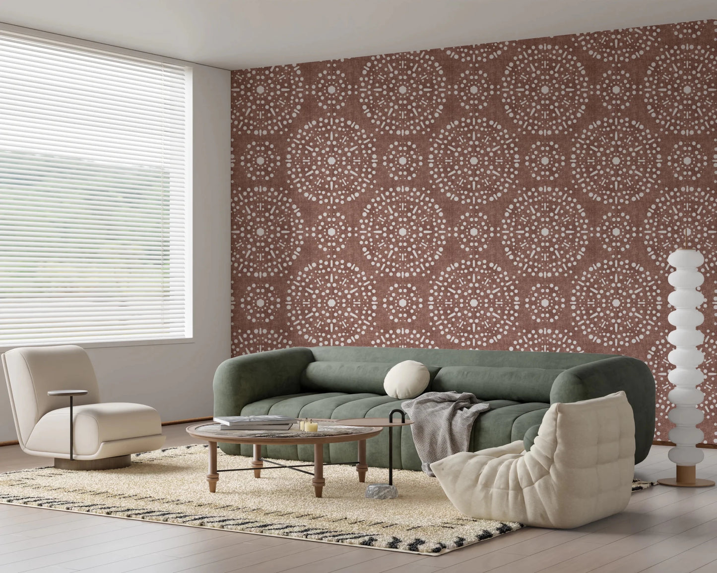 Boho Fireworks Grunge Terracotta Red Wallpaper⁠