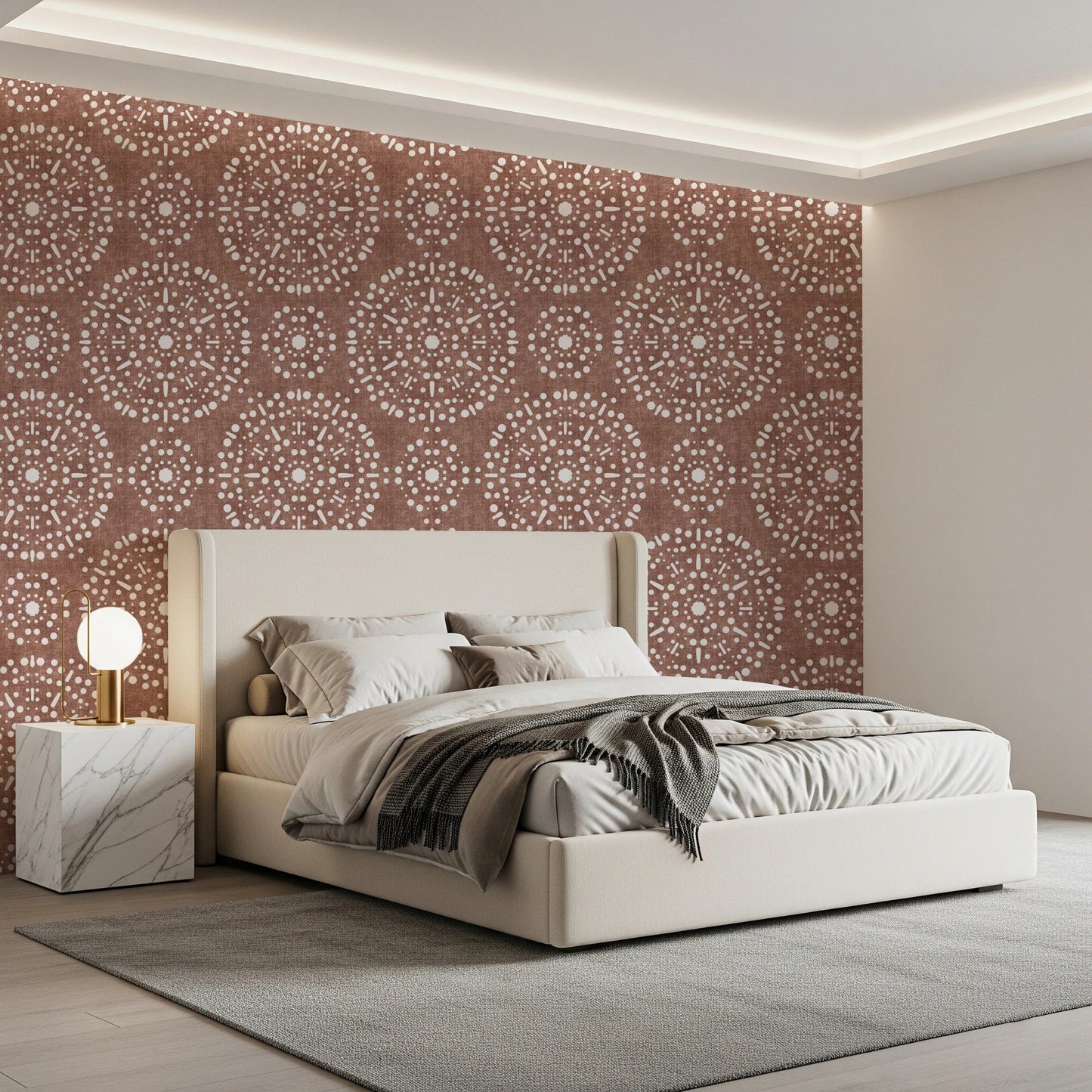 Boho Fireworks Grunge Terracotta Red Wallpaper⁠