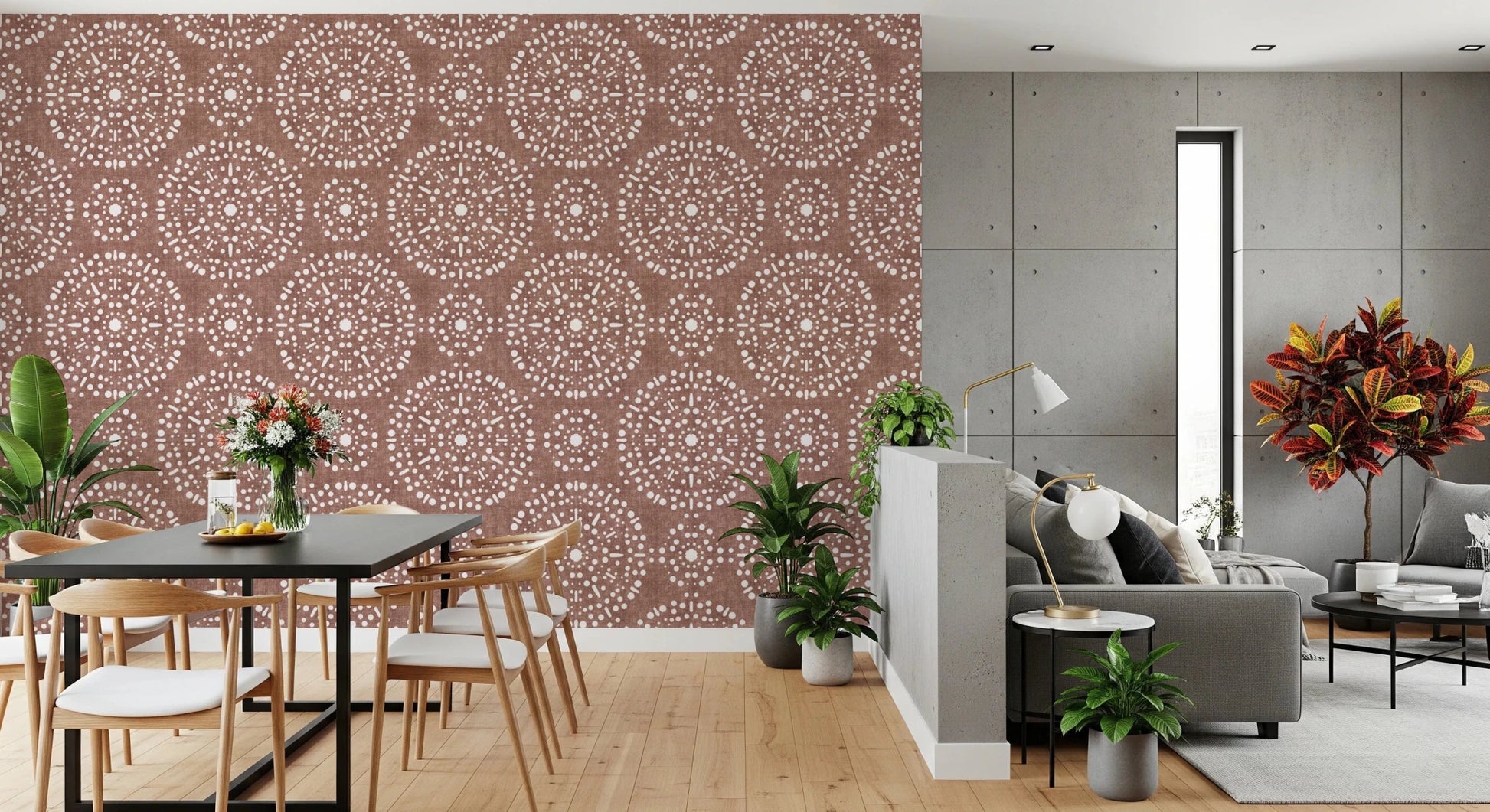 Boho Fireworks Grunge Terracotta Red Wallpaper⁠