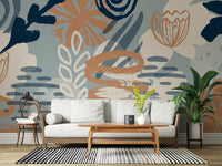 An artistic minimalist form mural for home decor.

