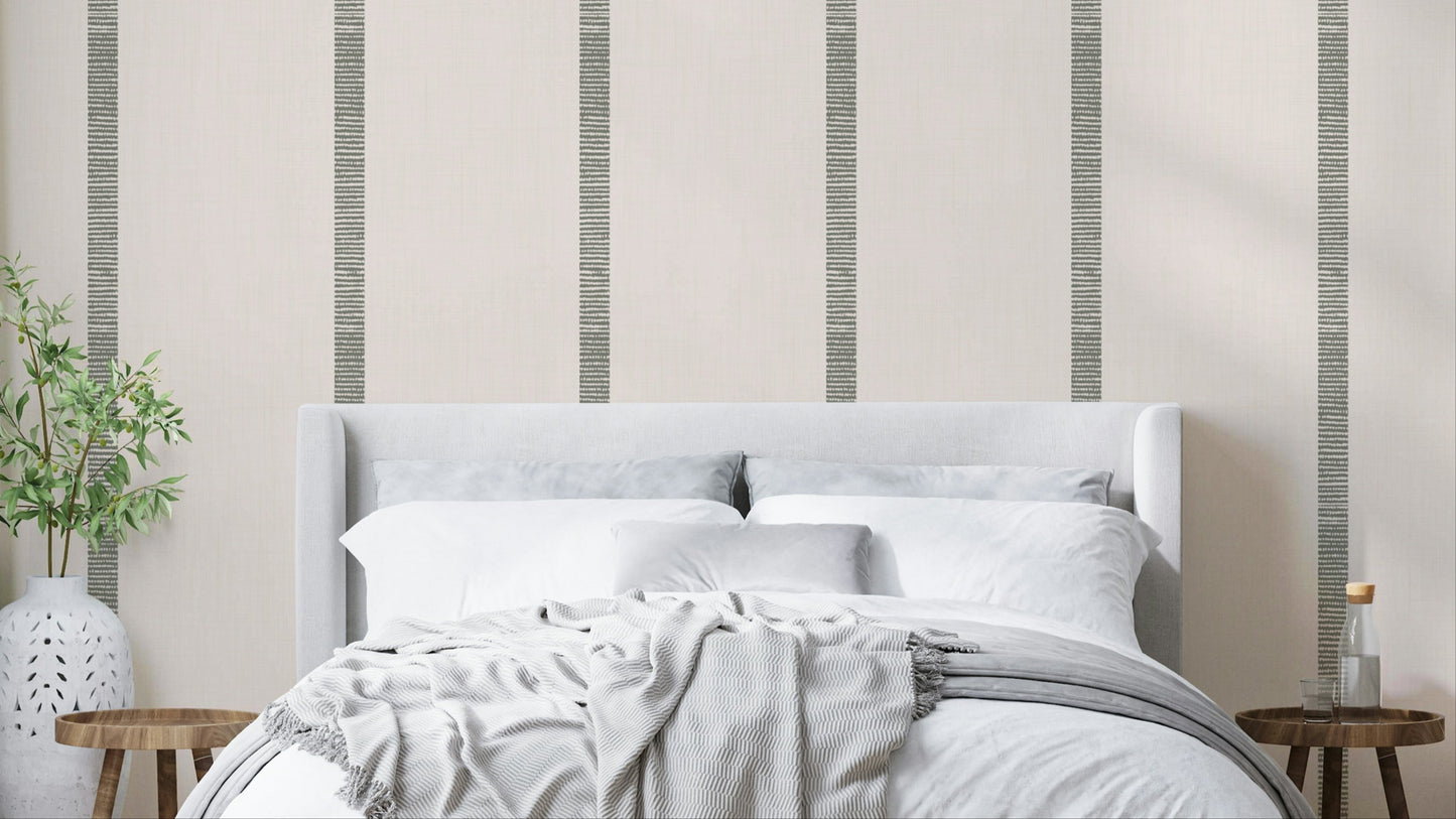 Boho golden harmony stripes wallpaper in beige and grey

