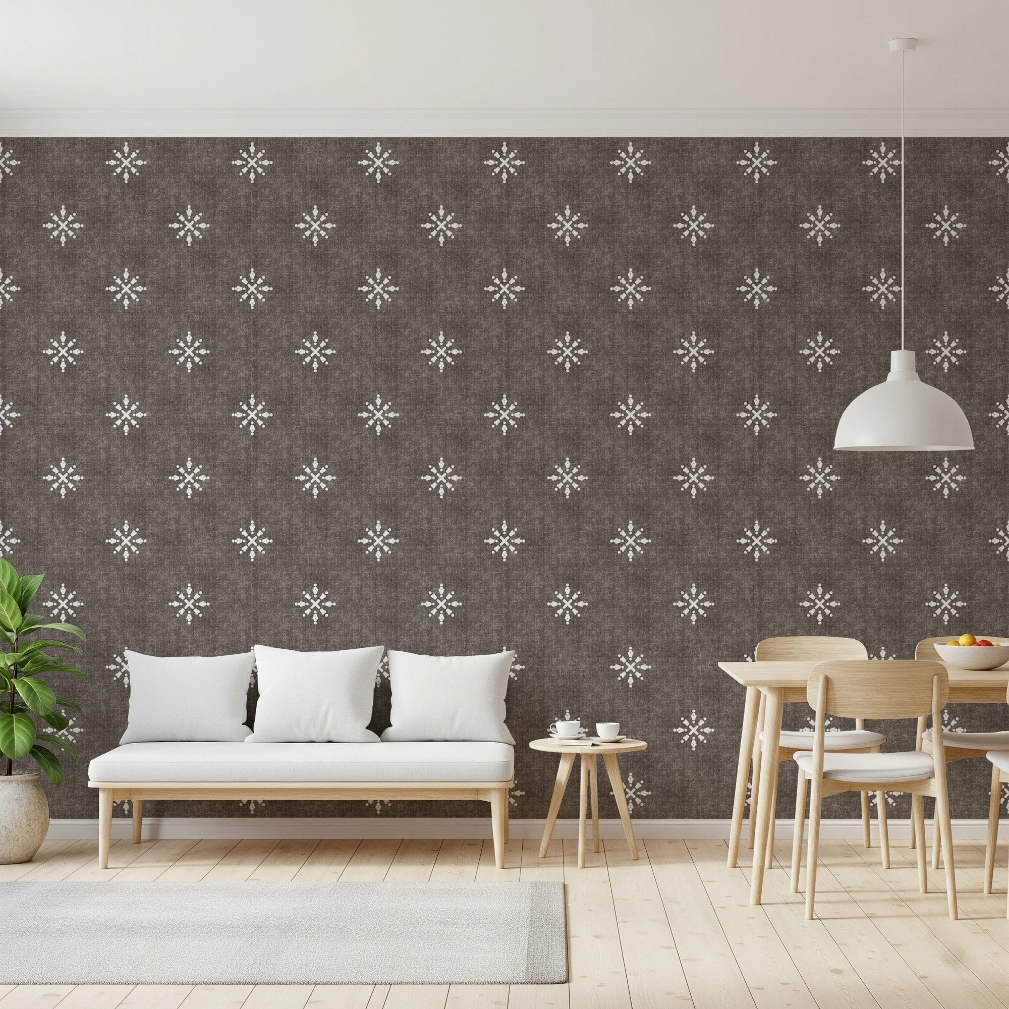 Boho Minimal Ornament Grunge Dark Bark Wallpaper⁠