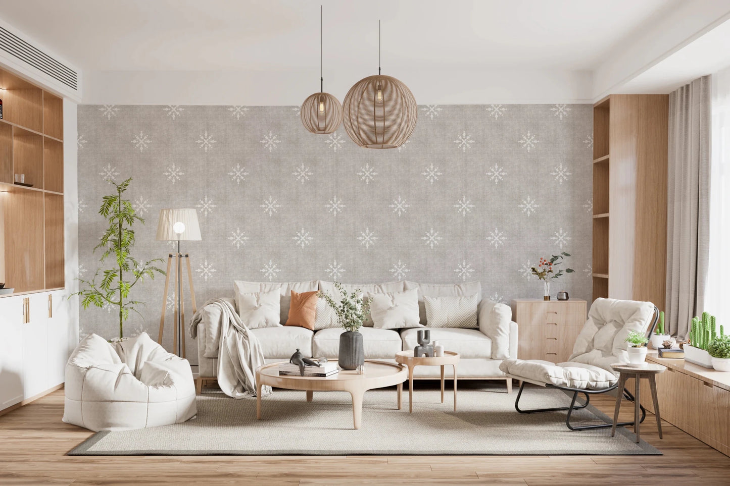 Boho Minimal Ornament Grunge Neutral Wallpaper⁠