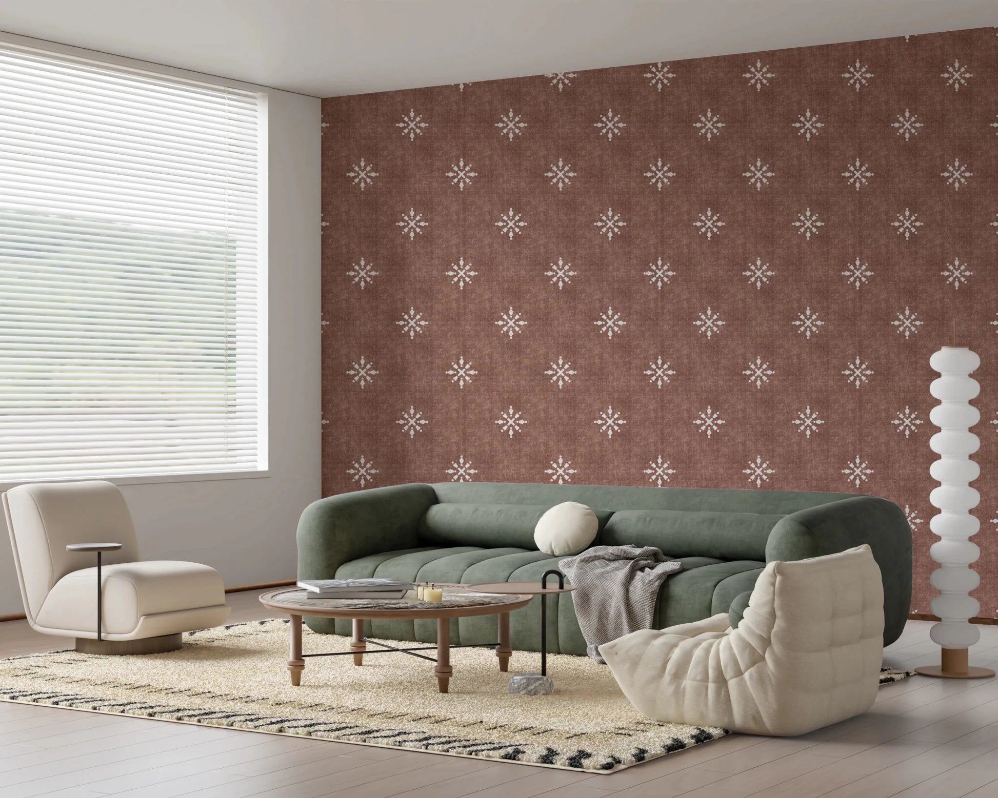 Boho Minimal Ornament Grunge Terracotta Red Wallpaper⁠