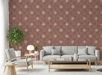 Boho Minimal Ornament Grunge Terracotta Red Wallpaper⁠