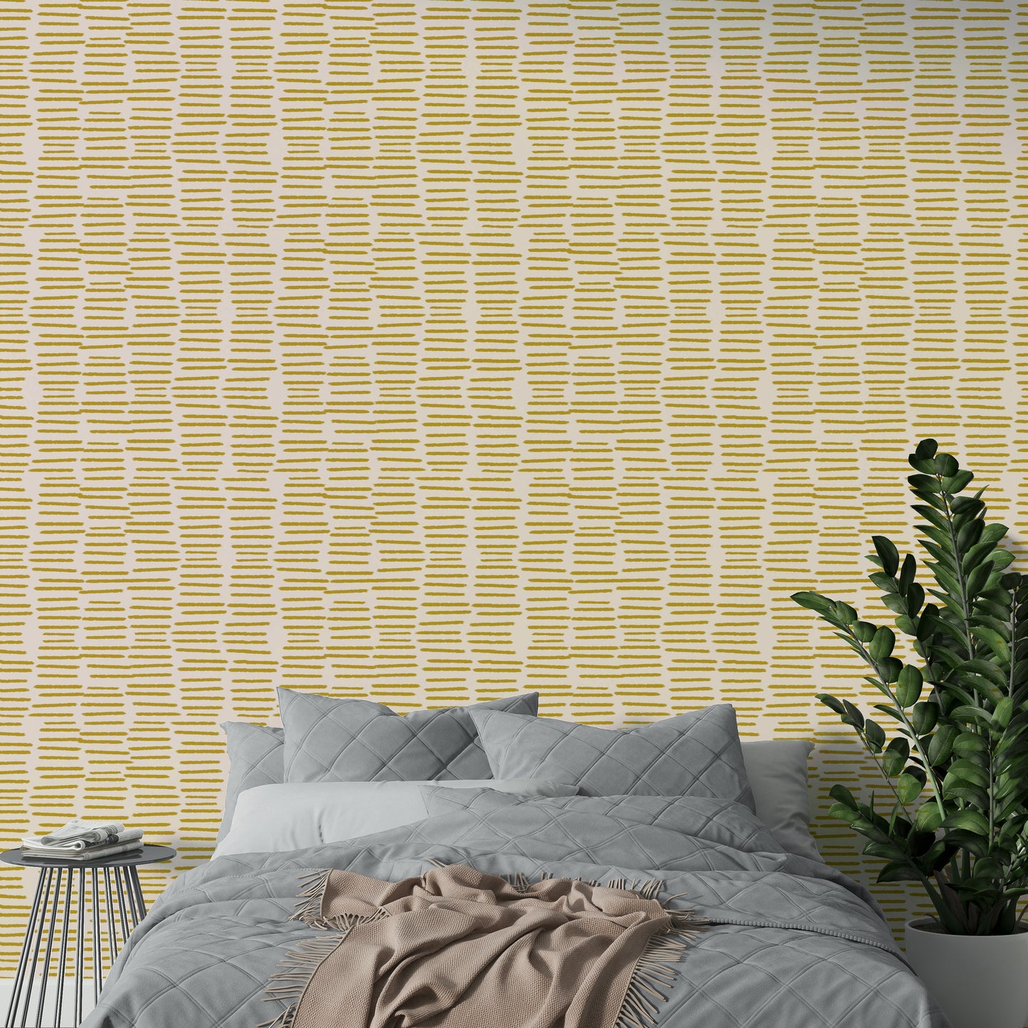 Bold yet soft yellow brush stroke wallpaper

