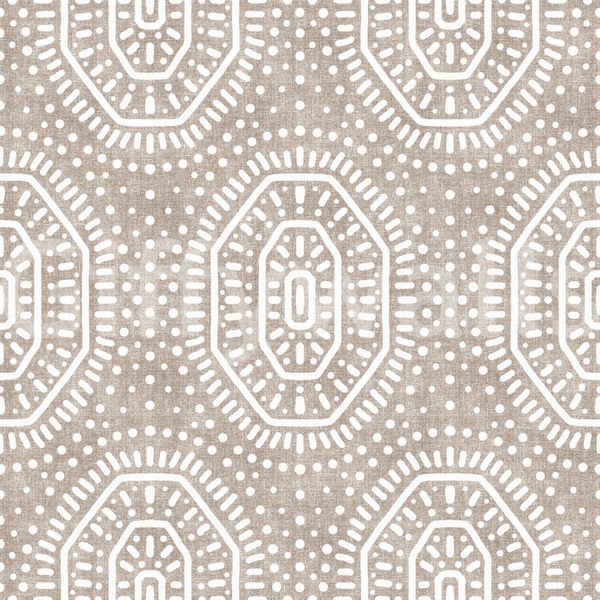 Boho Octagons Crochet Grunge Earthy Beige Wallpaper⁠