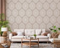 Boho Octagons Crochet Grunge Earthy Beige Wallpaper⁠