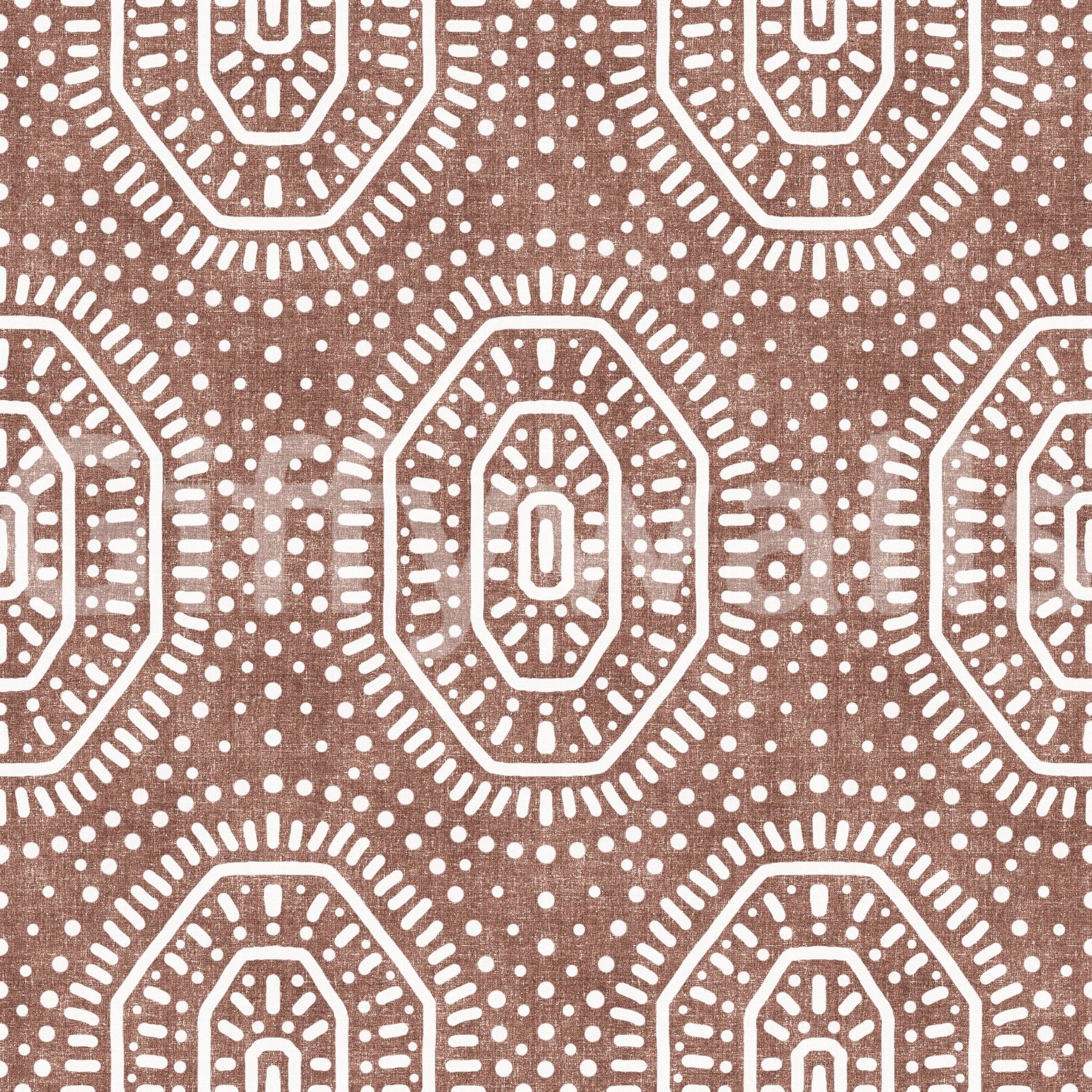 Boho Octagons Crochet Grunge Terracotta Red Wallpaper⁠