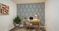 Boho Painted Grunge Calming Blue Wallpaper⁠