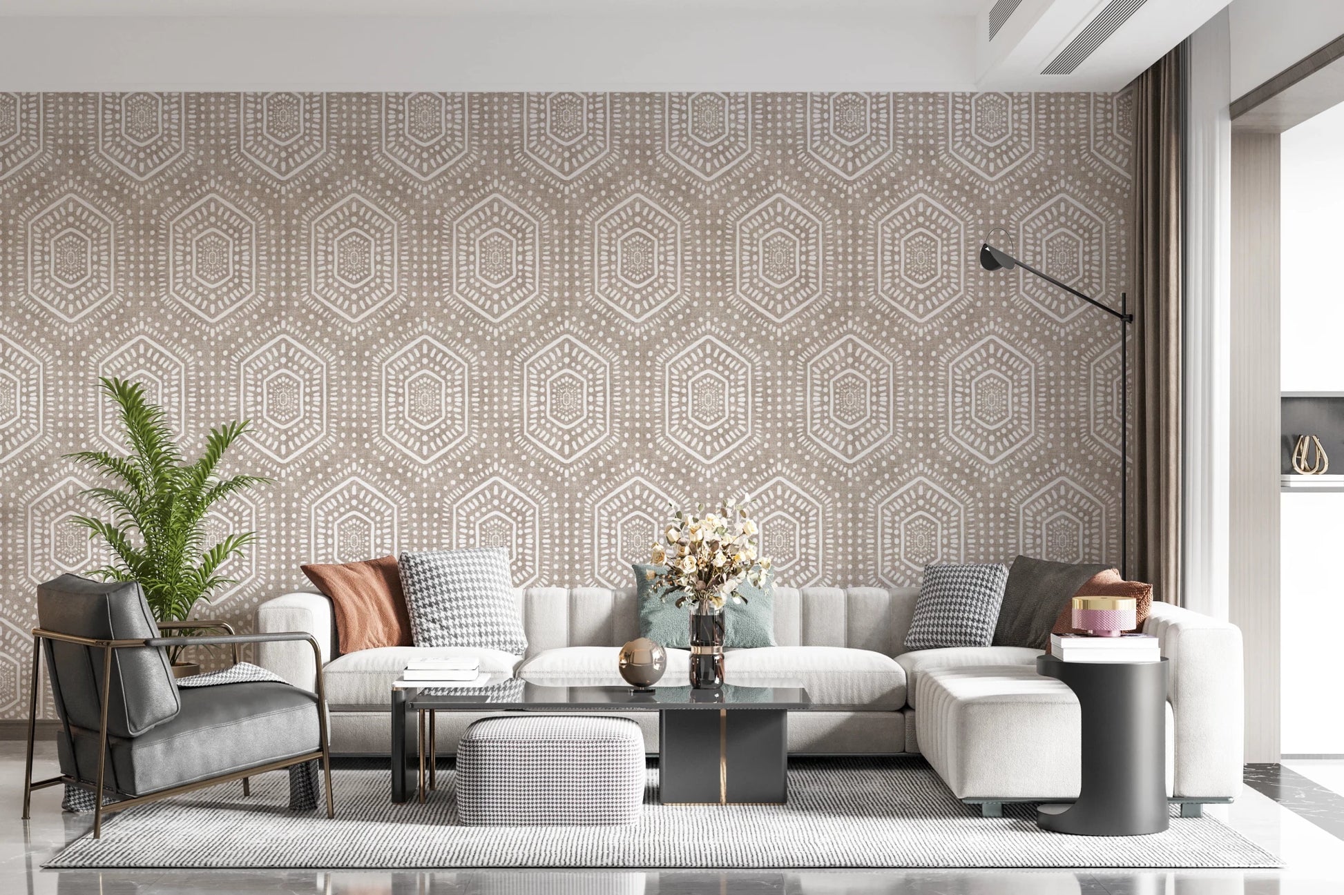 Boho Painted Grunge Earthy Beige Wallpaper⁠