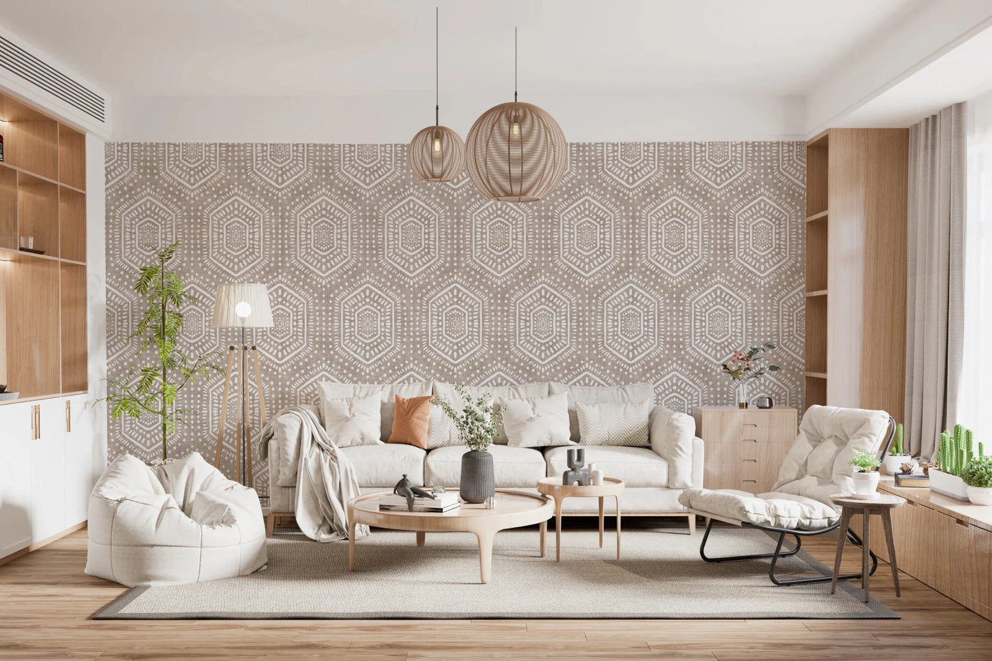 Boho Painted Grunge Earthy Beige Wallpaper⁠