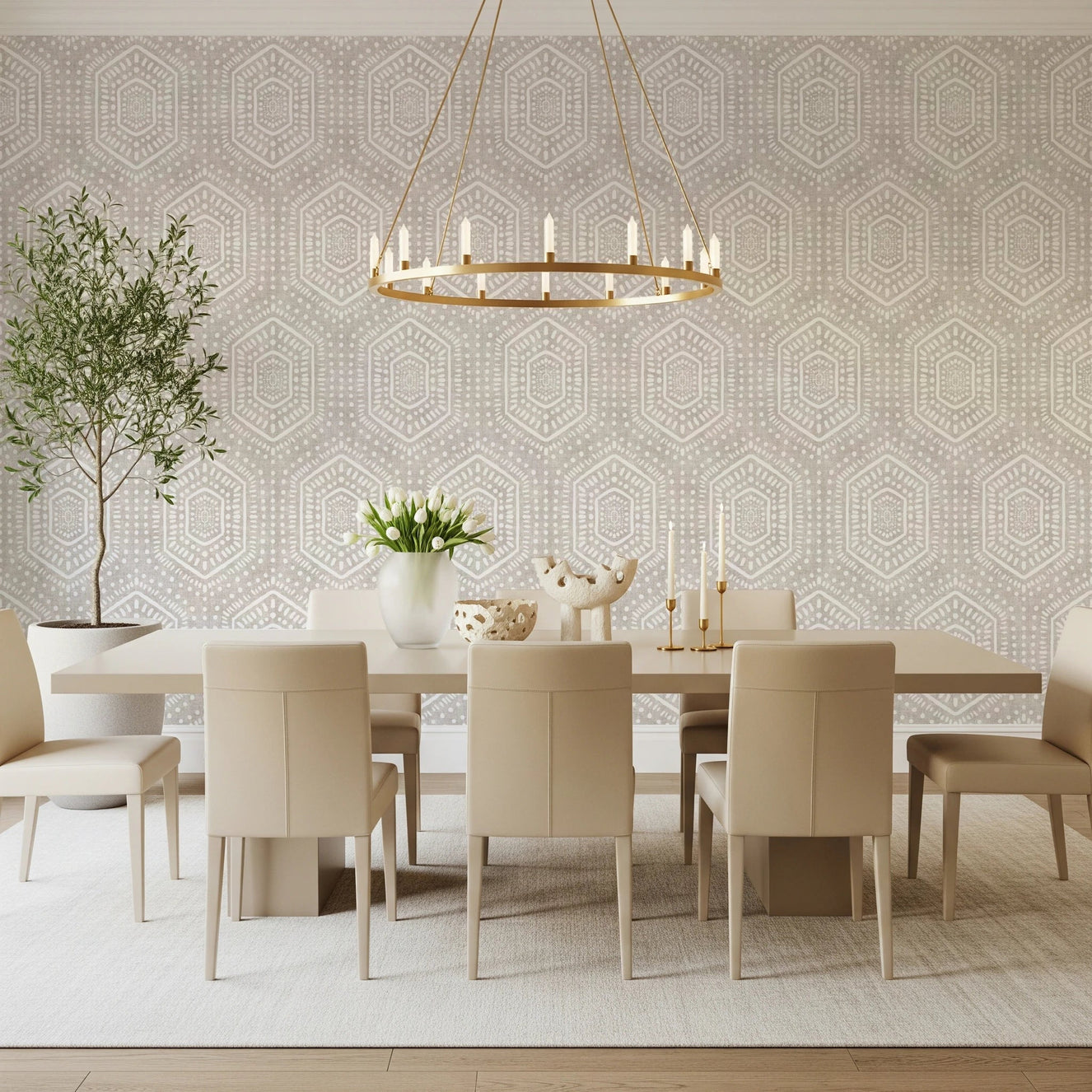 Boho Painted Grunge Neutral Wallpaper⁠